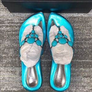 Giuseppe Zanotti Turquoise Thong Wm SZ EU 39.5